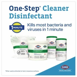 Clorox Healthcare Hydrogen Peroxide Cleaner Disinfectant Wipes, 12 x 11, Unscented, White, 185/Bucket, 2 Buckets/Carton