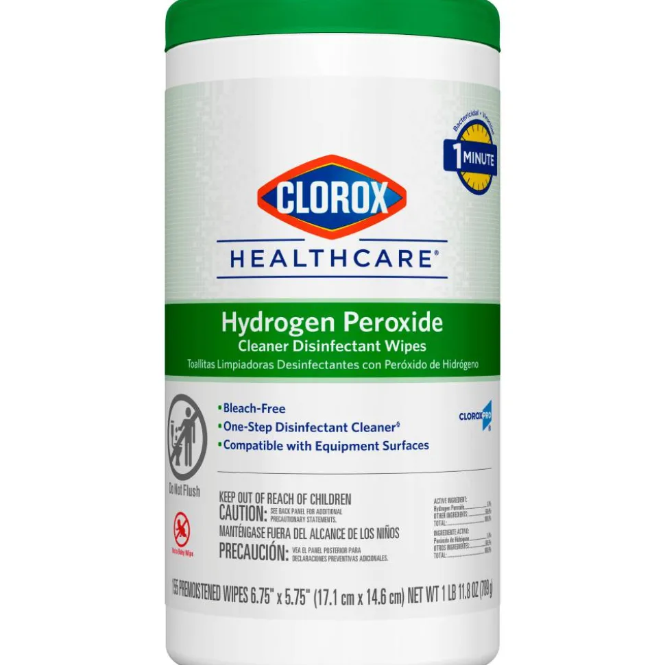 Clorox Healthcare Hydrogen Peroxide Wipes, Canister Of 155 Wipes