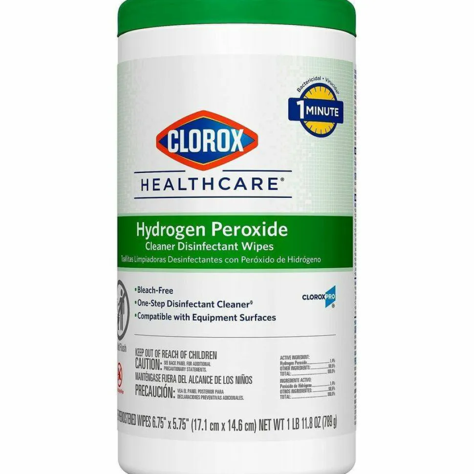 Clorox Healthcare Hydrogen Peroxide Wipes, Canister Of 155 Wipes