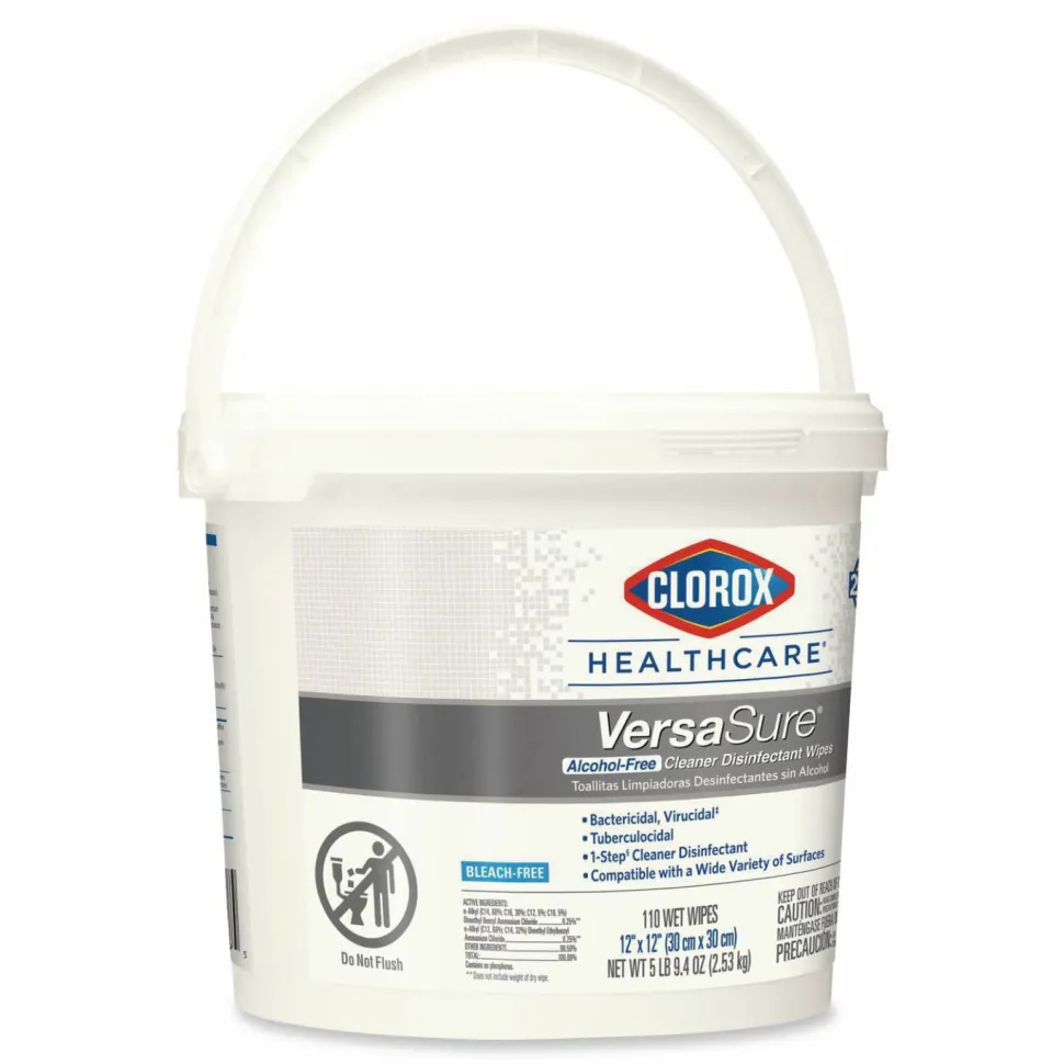 Clorox Healthcare VersaSure Cleaner Disinfectant Wipes, 1-Ply, 12 x 12, Fragranced, White, 110/Bucket