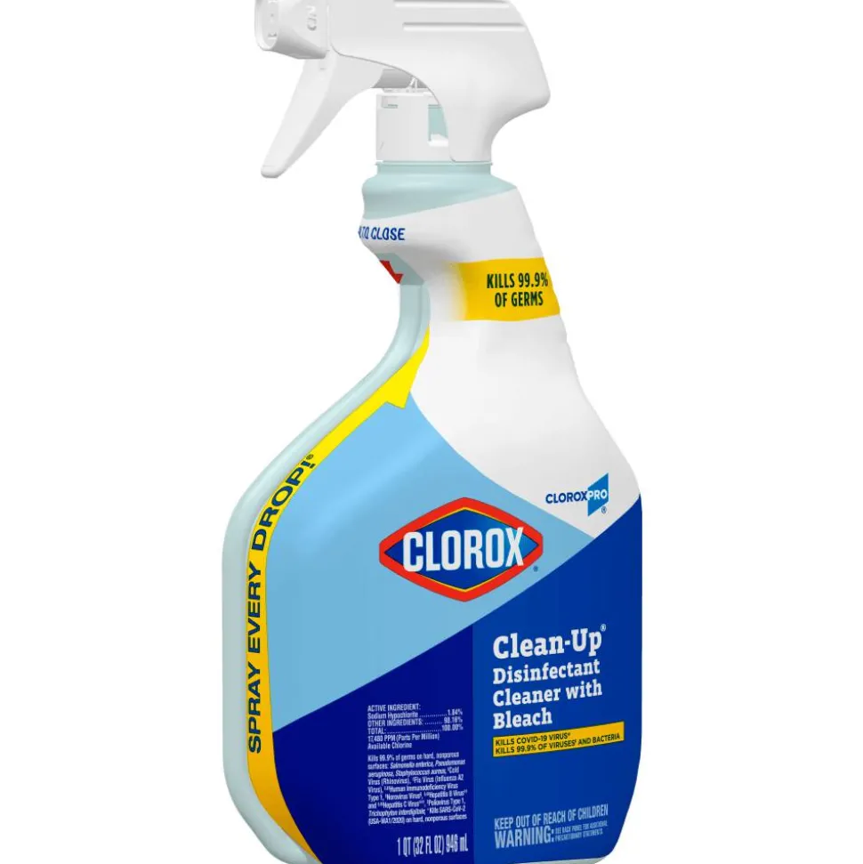CloroxPro Clean-Up Disinfectant Cleaner with Bleach, Fresh Scent, 32 oz Smart Tube Spray Bottle, 9/Carton