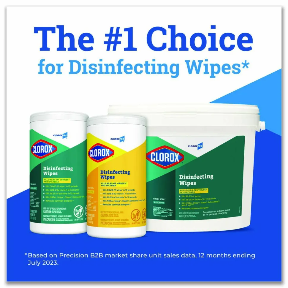 CloroxPro Clorox Disinfecting Wipes, Fresh Scent, 75 Wipes Per Canister, Box Of 6 Canisters