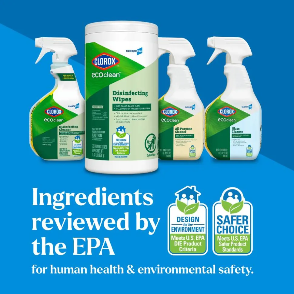 CloroxPro Clorox EcoClean Disinfecting Wipes, 75 Count, Pack of 3 (60787)