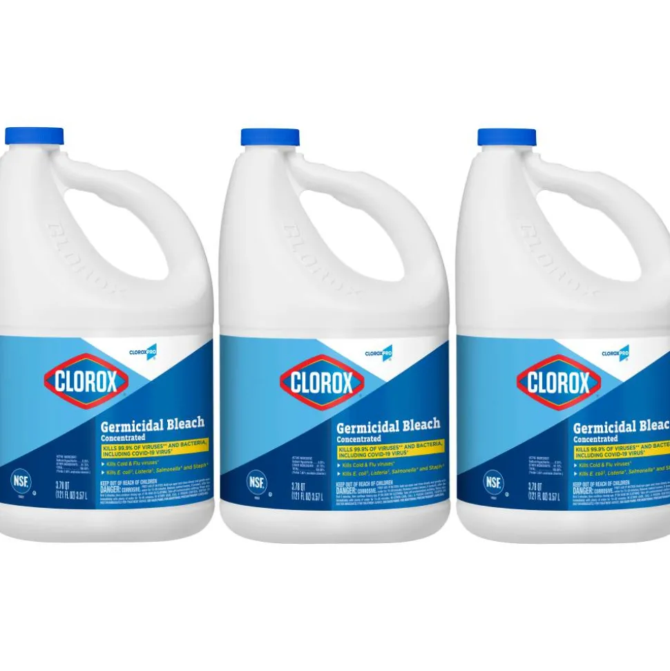 CloroxPro Clorox Germicidal Bleach, Concentrated, 121 Ounce Bottle, Pack of 3 (30966)