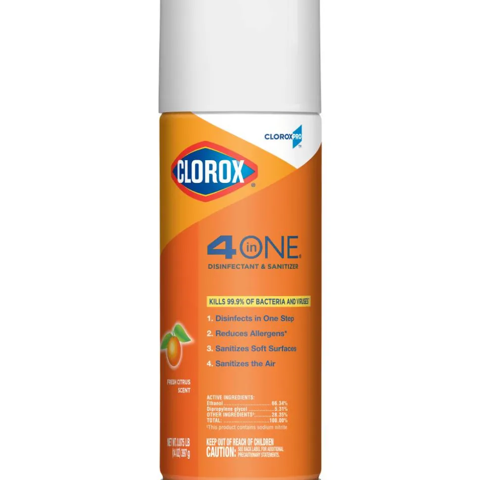 CloroxPro Clorox 4 in One Disinfectant & Sanitizer, Citrus, 14 Ounce Can