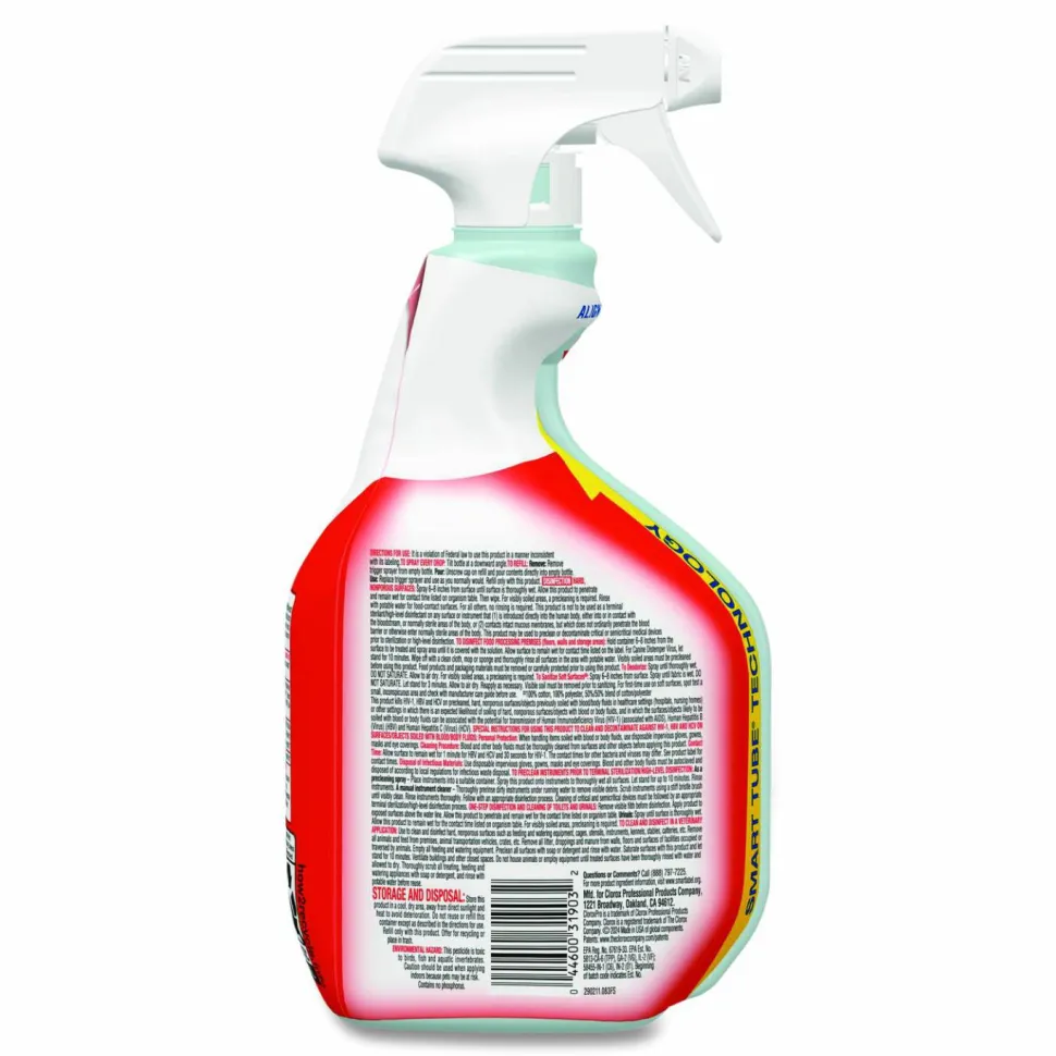 CloroxPro Disinfecting Bio Stain and Odor Remover, Fragranced, 32 oz Spray Bottle, 9/Carton