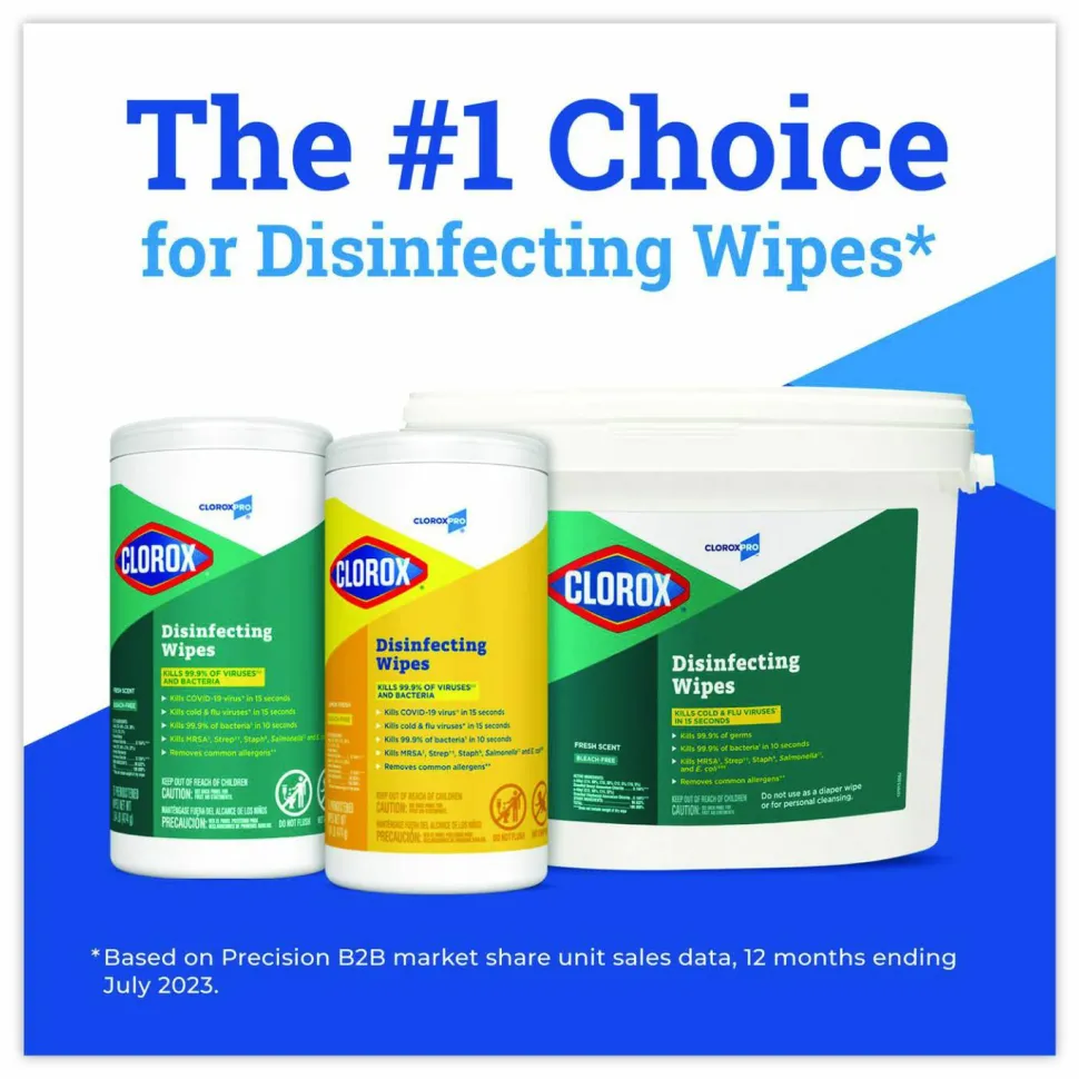 CloroxPro Disinfecting Wipes, 1-Ply, 7 x 7, Fresh Scent, White, 700/Bag Refill, 2 Bags/Carton