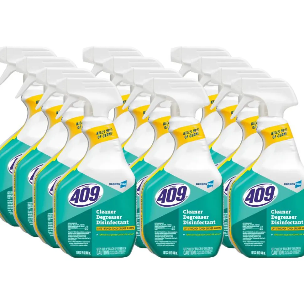 CloroxPro Formula 409 Cleaner Degreaser Disinfectant, 32 Fl Oz Spray, Case Of 12