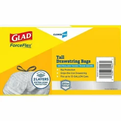 CloroxPro Glad ForceFlex Tall Kitchen Drawstring Trash Bags, 0.9 mil, 13 Gallon, Grey, Box Of 100