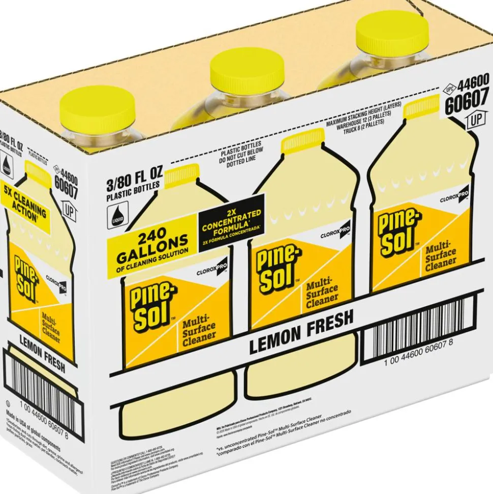 CloroxPro Pine-Sol Multi-Surface Cleaner, Lemon Fresh, 80 Fl Oz, Pack Of 3 Bottles