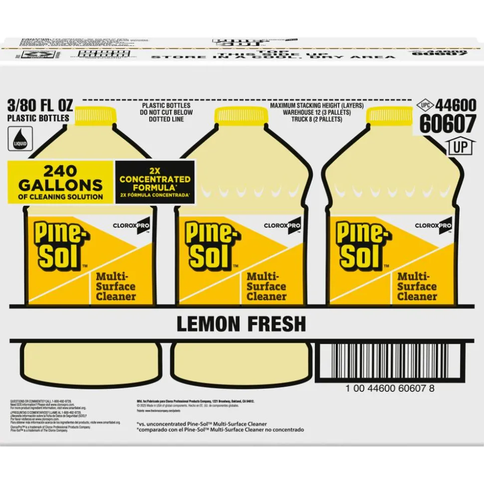 CloroxPro Pine-Sol Multi-Surface Cleaner, Lemon Fresh, 80 Fl Oz, Pack Of 3 Bottles