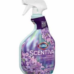 Clorox Scentiva Disinfecting Multi-Surface Cleaner, Bleach Free, Lavender and Jasmine Scent, 32 oz Spray Bottle, 9/Carton