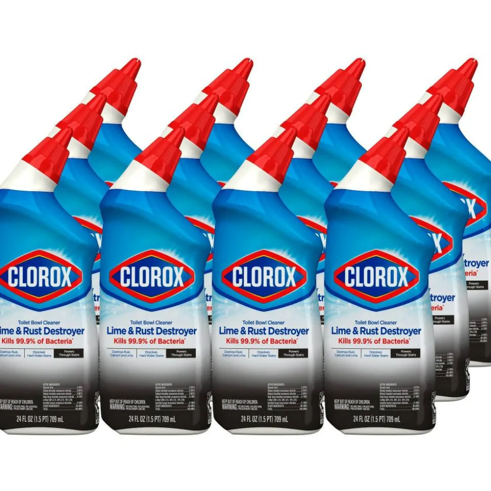 Clorox Toilet Bowl Gel Cleaner With Bleach, Neutral Scent, 24 Oz Bottle, Case Of 12