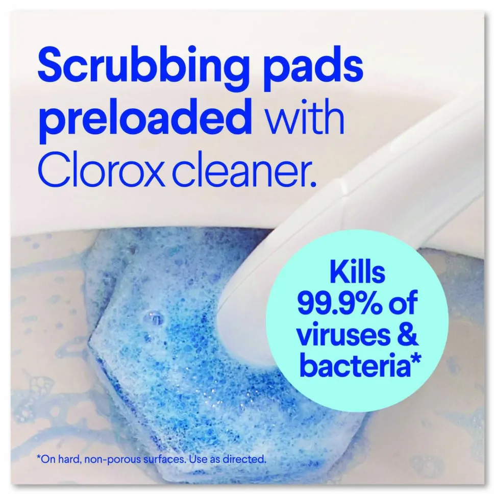 Clorox ToiletWand Toilet Cleaning Refills, Toilet Cleaning Scrubbing Pads, Blue/White, 10/Pack, 6 Packs/Carton