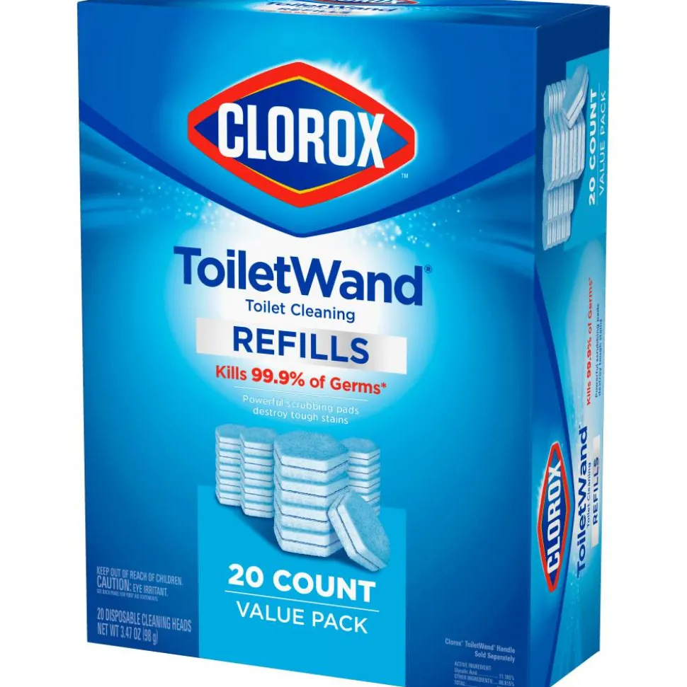 Clorox ToiletWand Toilet Cleaning and Disinfecting Scrubbing Pads Refills, 20 Count, Pack of 4 - Blue, White - 20/Box