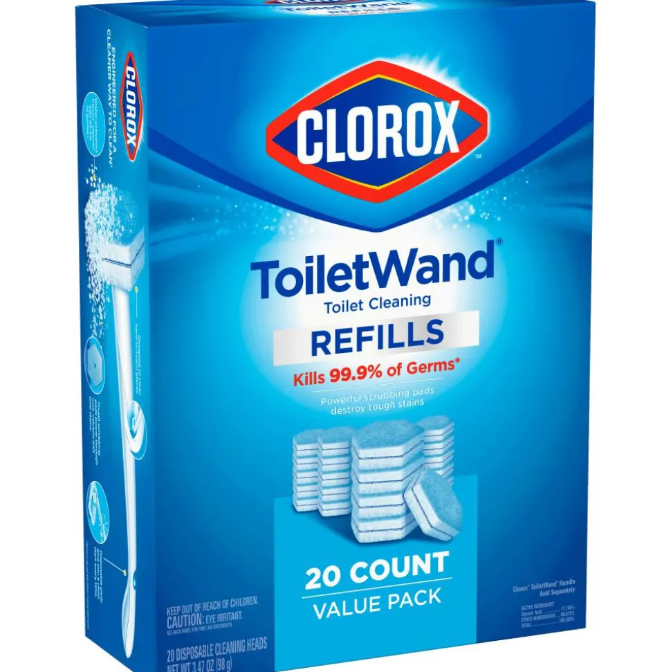Clorox ToiletWand Toilet Cleaning and Disinfecting Scrubbing Pads Refills, 20 Count, Pack of 4 - Blue, White - 20/Box