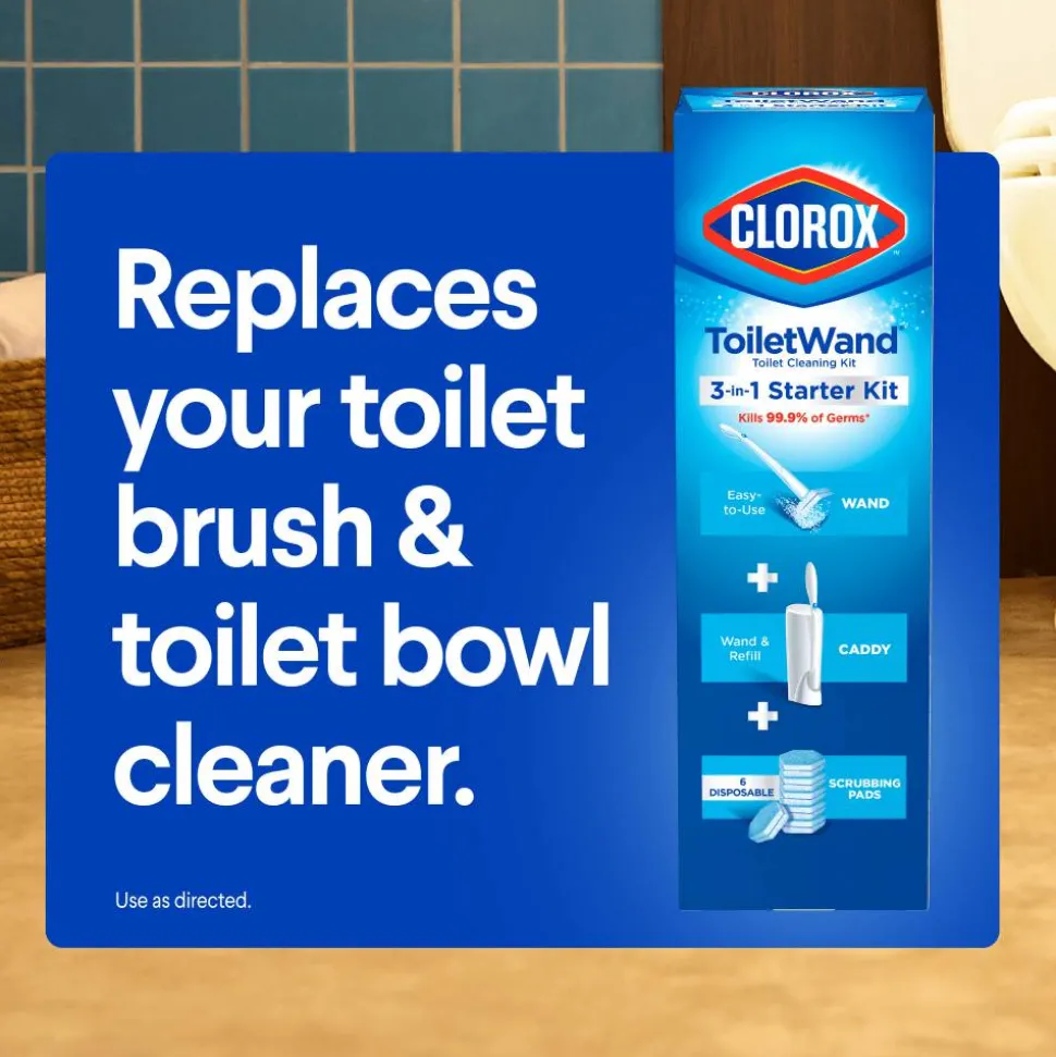 Clorox ToiletWand Toilet Cleaning and Disinfecting Scrubbing Pads Refills, 20 Count, Pack of 4 - Blue, White - 20/Box