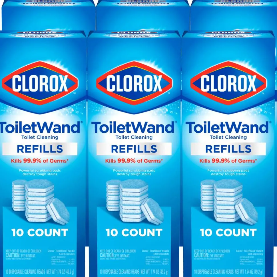 Clorox ToiletWand Toilet Cleaning Refills, Disinfecting Scrubbing Pads, 10 Count, Pack of 6