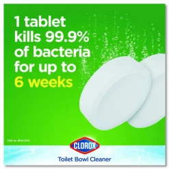 Clorox Ultra Clean Toilet Tablets Bleach - 3.50 oz (0.22 lb) - Deodorize - White - 2/Pack - 6 / Carton