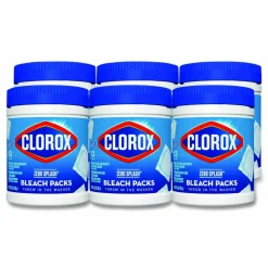 Clorox Zero Splash Bleach Packs, Regular Scent, 12 Packs/Canister, 6 Canisters/Carton