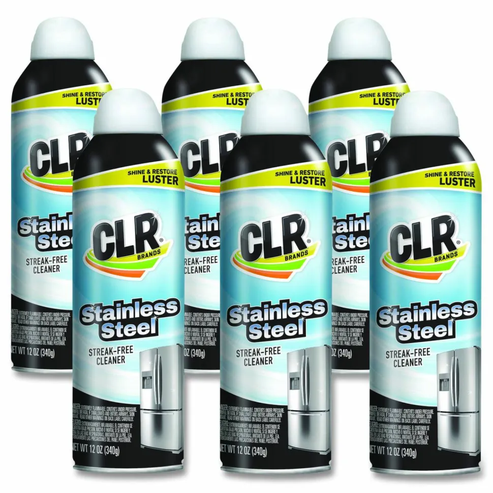 CLR Stainless Steel Cleaner, 12 oz Can, 6/Carton