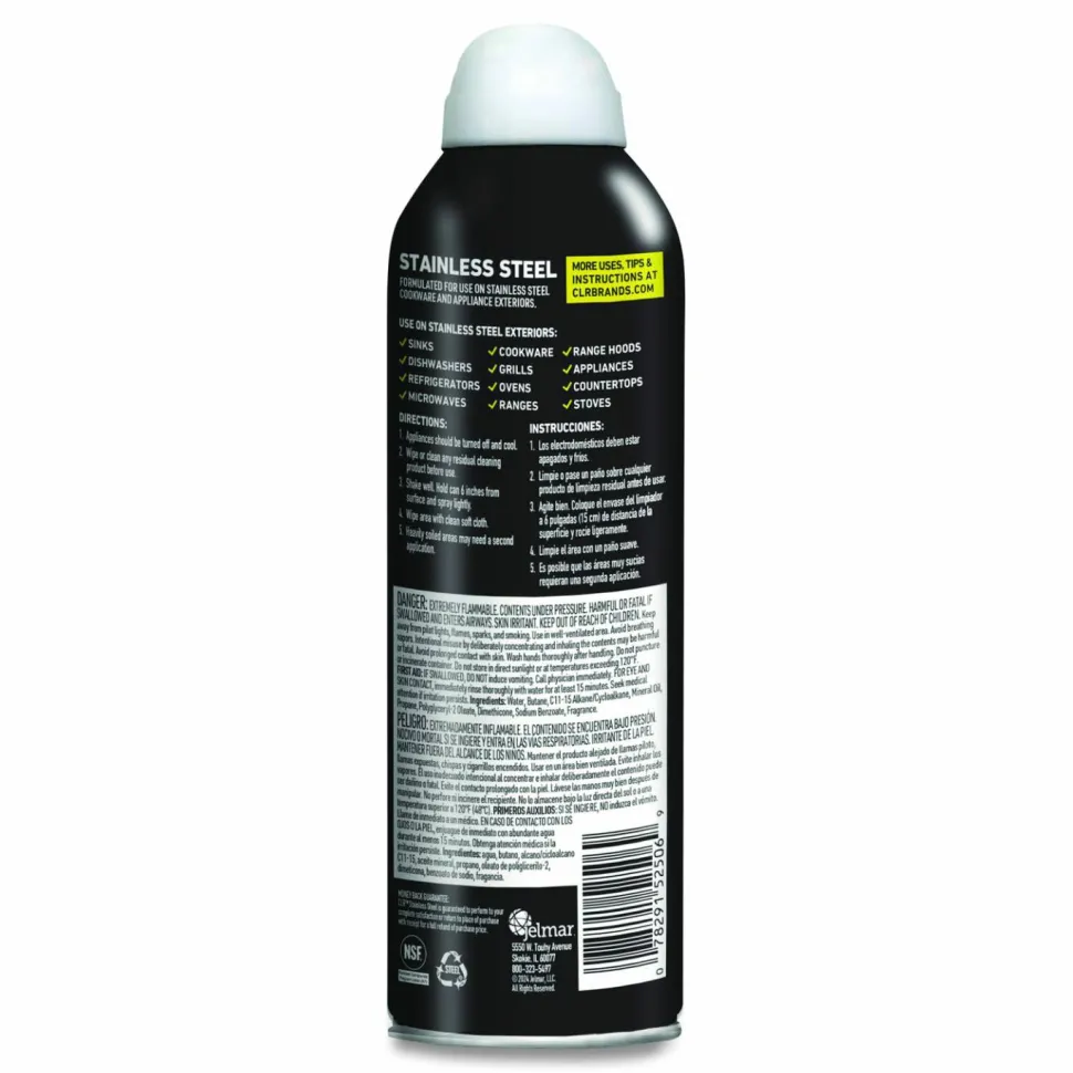 CLR Stainless Steel Cleaner, 12 oz Can, 6/Carton