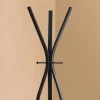 Coat Rack, Hall Tree, Free Standing, 3 Hooks, Entryway, 72"H, Bedroom, Black Metal, Contemporary, Modern
