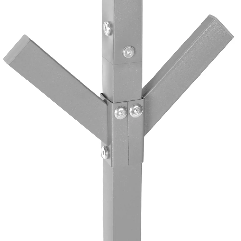 Coat Rack, Hall Tree, Free Standing, 8 Hooks, Entryway, 70"H, Bedroom, Grey Metal, Contemporary, Modern
