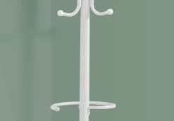 Coat Rack, Hall Tree, Free Standing, Hanging Bar, 6 Hooks, Entryway, 68"H, Bedroom, White Metal, Contemporary, Modern