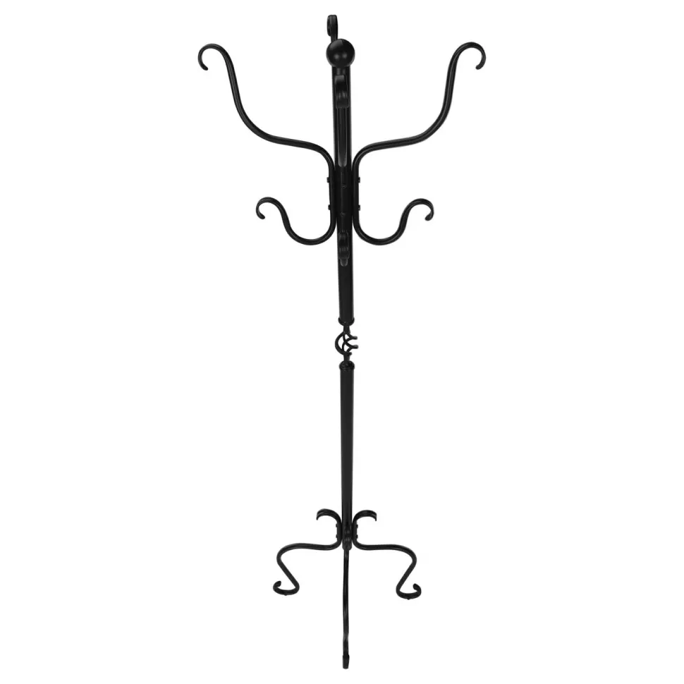 Coat Rack, Hall Tree, Free Standing, 8 Hooks, Entryway, 74"H, Bedroom, Black Metal, Transitional