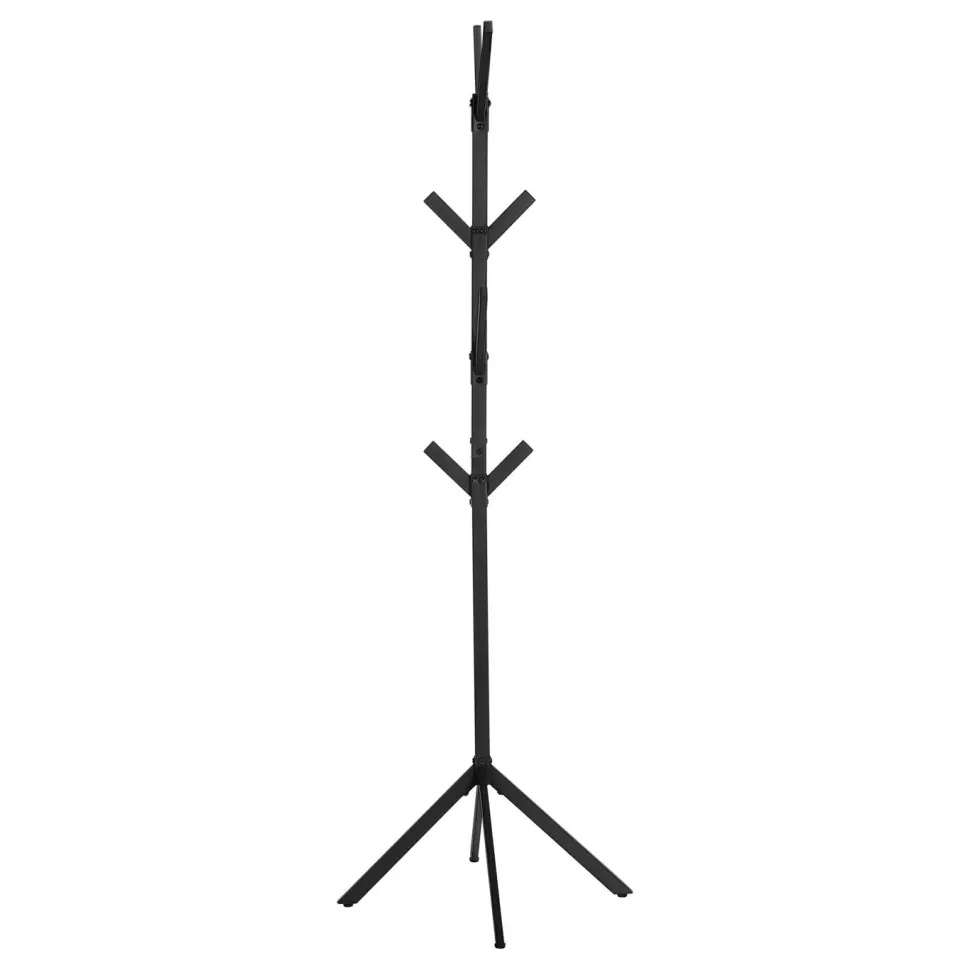 Coat Rack, Hall Tree, Free Standing, 8 Hooks, Entryway, 70"H, Bedroom, Black Metal, Contemporary, Modern