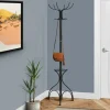 Coat Rack, Hall Tree, Free Standing, 12 Hooks, Entryway, 70"H, Umbrella Holder, Bedroom, Black Metal, Transitional