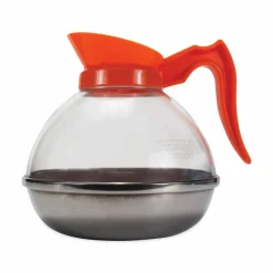 Coffee Pro 12-Cup Polycarbonate Decaf Unbreakable Coffee Decanter, Clear/Orange