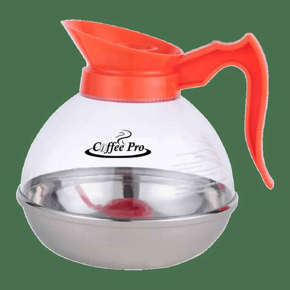 Coffee Pro 12-Cup Polycarbonate Decaf Unbreakable Coffee Decanter, Clear/Orange