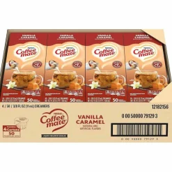 Coffee mate Liquid Coffee Creamer, Vanilla Caramel, 0.38 oz Mini Cups, 50/Box, 4 Boxes/Carton