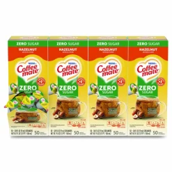 Coffee mate Liquid Coffee Creamer, Zero Sugar Hazelnut, 0.38 oz Mini Cups, 50/Box, 4 Boxes/Carton