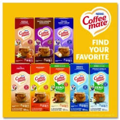 Coffee mate Liquid Coffee Creamer, Zero Sugar Hazelnut, 0.38 oz Mini Cups, 50/Box, 4 Boxes/Carton