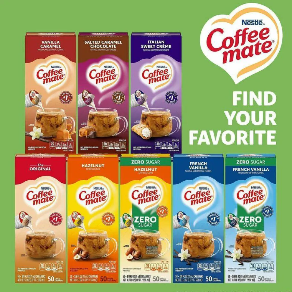 Coffee mate Liquid Coffee Creamer, Irish Cream, 0.38 oz Mini Cups, 50/Box, 4 Boxes/Carton