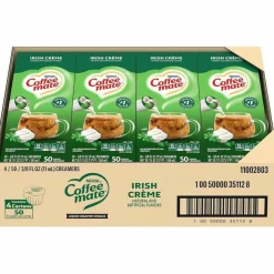 Coffee mate Liquid Coffee Creamer, Irish Cream, 0.38 oz Mini Cups, 50/Box, 4 Boxes/Carton