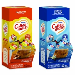 Coffee mate Liquid Coffee Creamer, French Vanilla/Hazelnut/Italian Sweet Creme/Original, 0.38 oz Mini Cups, 200/Carton