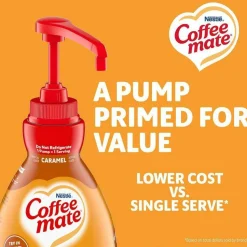 Coffee mate Liquid Creamer Pump Bottle, Caramel, 50.7 oz Pump Bottle, 2/Carton