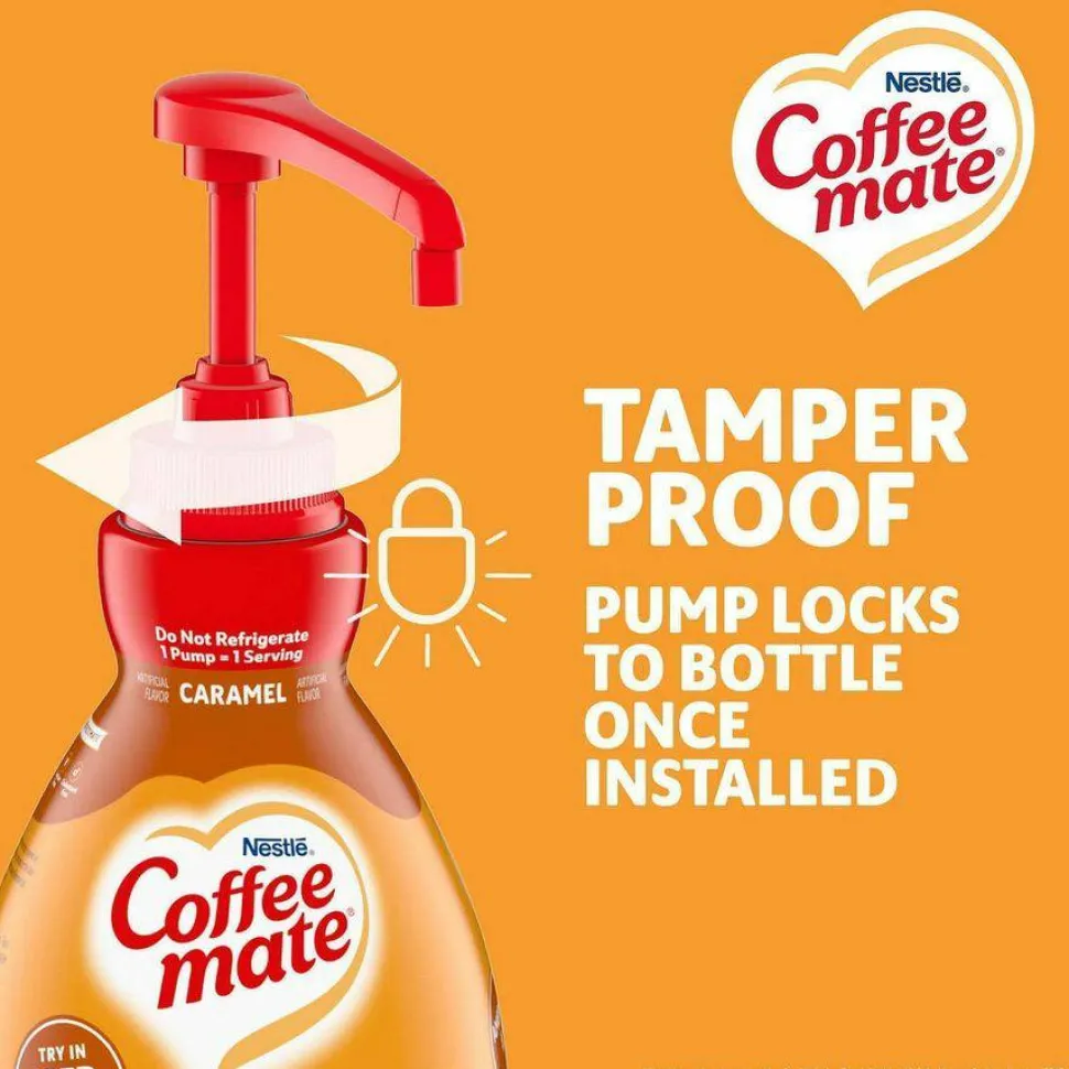 Coffee mate Liquid Creamer Pump Bottle, Caramel, 50.7 oz Pump Bottle, 2/Carton