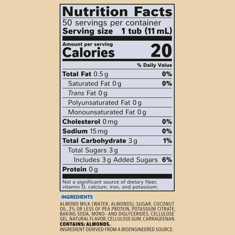 Coffee mate Plant-Based Almond Milk Non-Dairy Liquid Creamer Singles, Natural Vanilla, 0.38 oz Mini Cups, 200/Carton