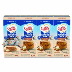 Coffee mate Plant-Based Almond Milk Non-Dairy Liquid Creamer Singles, Natural Vanilla, 0.38 oz Mini Cups, 200/Carton