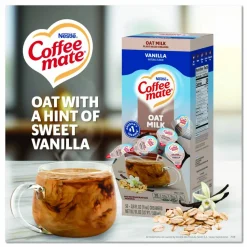 Coffee mate Plant-Based Oat Milk Liquid Creamers, Natural Vanilla, 0.38 oz Mini Cups, 50/Box