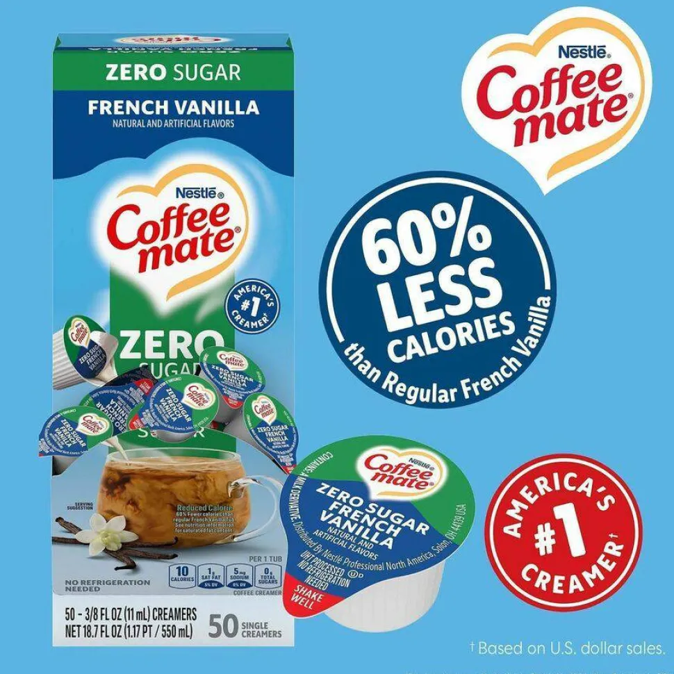Coffee mate Zero-Sugar French Vanilla Nondairy Liquid Creamer Singles