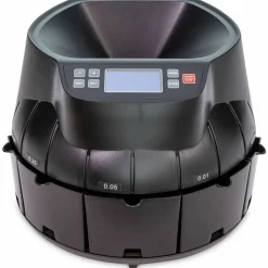 Coin Counter for Pennies, Nickels, Dimes, Quarters, Half Dollars and Dollars, 14.2" x 13.4" x 11", Black