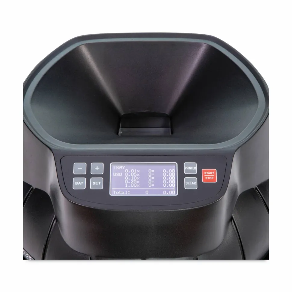 Coin Counter for Pennies, Nickels, Dimes, Quarters, Half Dollars and Dollars, 14.2" x 13.4" x 11", Black