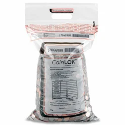 CoinLOK Coin Bag, Plastic, 12.5" x 25", Clear, 50/Pack