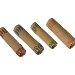Coin Tainer PAP R Tubular Coin Wrap 1 Denomination Durable, Burst Resistant, Crimped, Pre formed 57 lb Paper Weight Paper Red, 1000/Pack